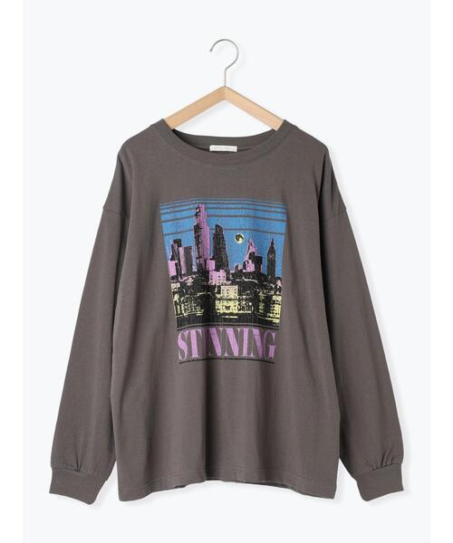 ehka sopo（エヘカソポ）の「ヴィンテージ風プリントロンT（Tシャツ/カットソー・レディース・チャコールグレー/ブルー/オフホワイト・F）」の12枚目の写真