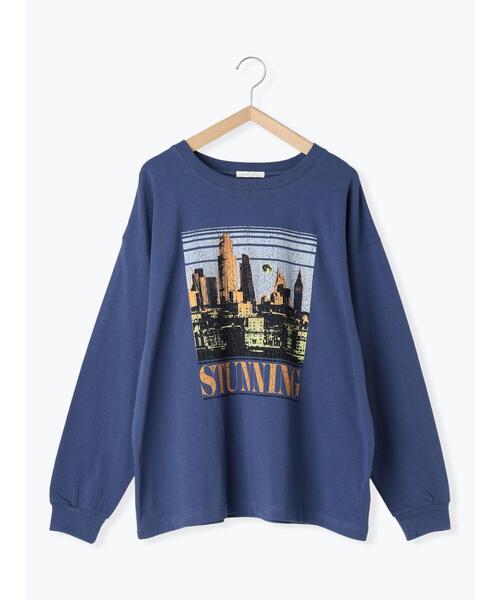 ehka sopo（エヘカソポ）の「ヴィンテージ風プリントロンT（Tシャツ/カットソー・レディース・チャコールグレー/ブルー/オフホワイト・F）」の14枚目の写真