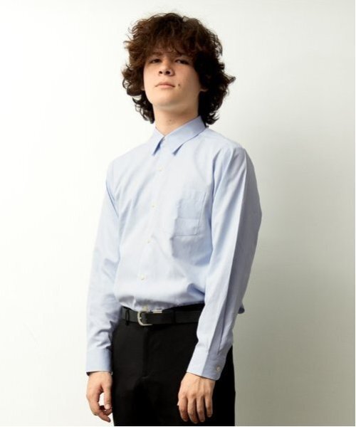 GLAZOS(グラソス)の「【大人向けサイズあり】カルゼ・ドレスシャツ(シャツ/ブラウス・キッズ・ホワイト/サックスブルー・XS/L/M/S)」の1枚目の写真