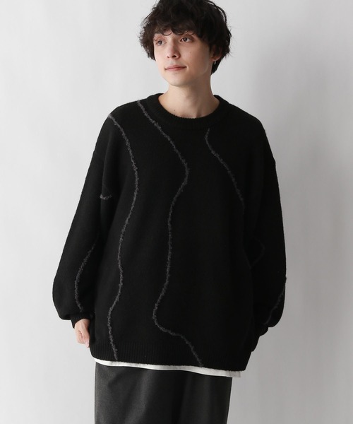 RAGEBLUE（レイジブルー）の「【REmastered】デザイン刺繍クルーネックニット（ニット/セーター・メンズ・ブラック/ベージュ・LARGE/MEDIUM）」の8枚目の写真