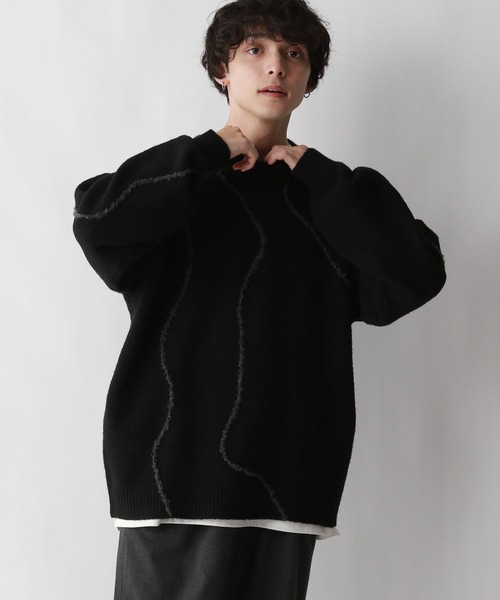 RAGEBLUE（レイジブルー）の「【REmastered】デザイン刺繍クルーネックニット（ニット/セーター・メンズ・ブラック/ベージュ・LARGE/MEDIUM）」の10枚目の写真