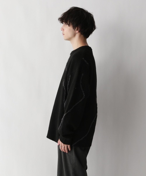 RAGEBLUE（レイジブルー）の「【REmastered】デザイン刺繍クルーネックニット（ニット/セーター・メンズ・ブラック/ベージュ・LARGE/MEDIUM）」の12枚目の写真