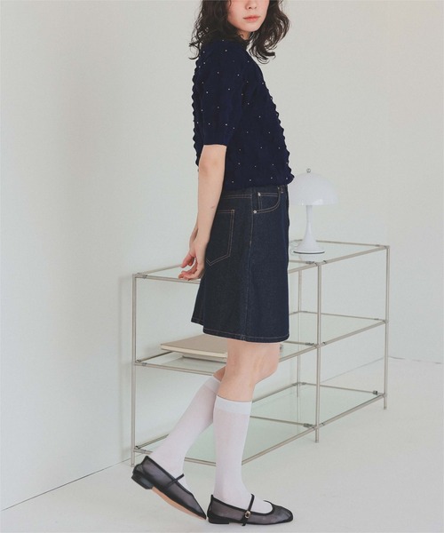 titivate(ティティベイト)の「ドットデザインぽこぽこニットトップス(ニット/セーター・レディース・ブラック/ネイビー/アイボリー・L/M/S)」の4枚目の写真