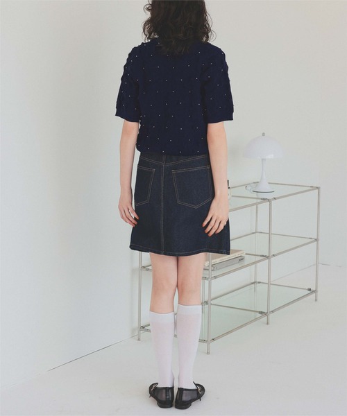 titivate(ティティベイト)の「ドットデザインぽこぽこニットトップス(ニット/セーター・レディース・ブラック/ネイビー/アイボリー・L/M/S)」の6枚目の写真