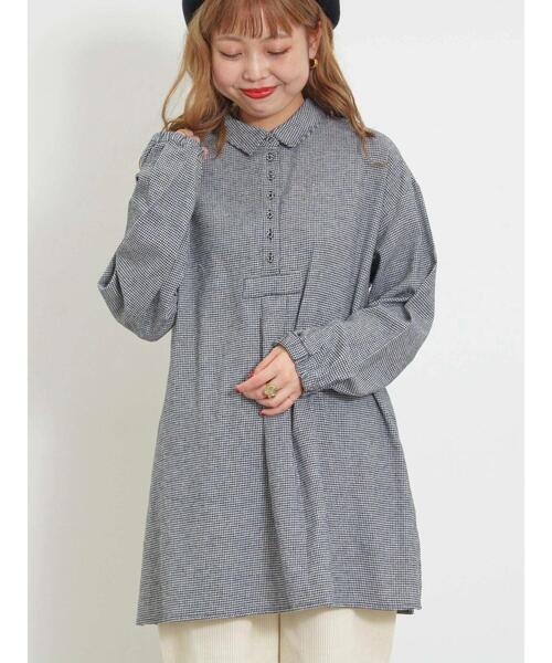 Samansa Mos2（サマンサ モスモス）の「くるみボタンプルオーバーチュニック（チュニック・レディース・ブラック/オフホワイト/ブルー・F）」の20枚目の写真