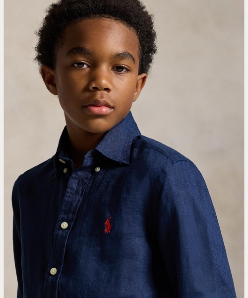POLO RALPH LAUREN CHILDRENSWEAR(ポロ ラルフ ローレン チルドレンズウェア)の「リネン シャツ(シャツ/ブラウス・キッズ・ネイビー系1・L/M/S/XL)」の4枚目の写真