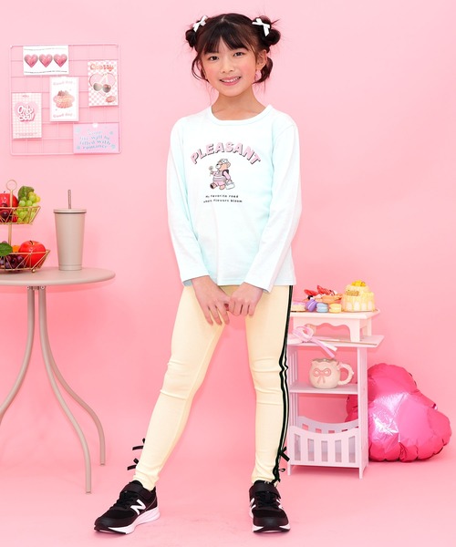 Bee des Bee（ビーデスビー）の「ラインリボンレギンス（レギンス/スパッツ・キッズ・ブラック/杢グレー/アイボリー・150cm/140cm/130cm/120cm/110cm/100cm）」の6枚目の写真