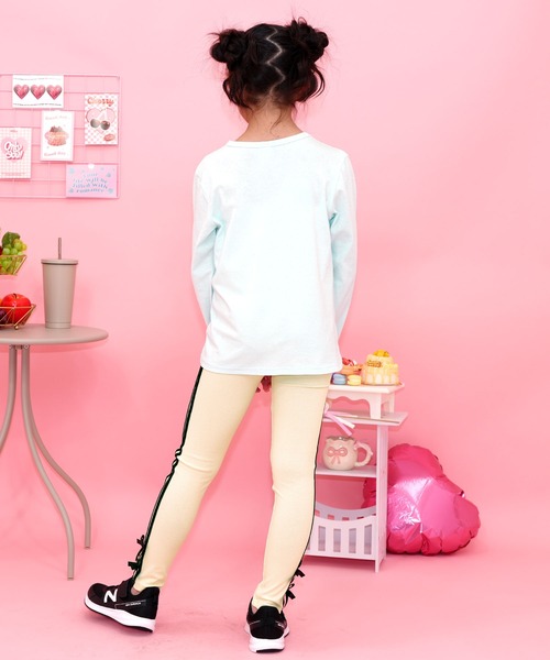 Bee des Bee（ビーデスビー）の「ラインリボンレギンス（レギンス/スパッツ・キッズ・ブラック/杢グレー/アイボリー・150cm/140cm/130cm/120cm/110cm/100cm）」の7枚目の写真