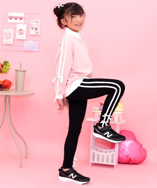 Bee des Bee（ビーデスビー）の「ラインリボンレギンス（レギンス/スパッツ・キッズ・ブラック/杢グレー/アイボリー・150cm/140cm/130cm/120cm/110cm/100cm）」の10枚目の写真