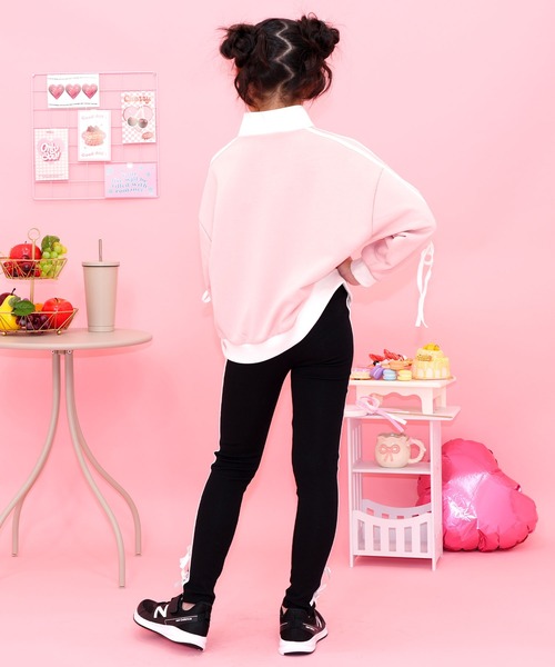 Bee des Bee（ビーデスビー）の「ラインリボンレギンス（レギンス/スパッツ・キッズ・ブラック/杢グレー/アイボリー・150cm/140cm/130cm/120cm/110cm/100cm）」の12枚目の写真