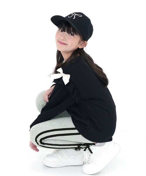 Bee des Bee(ビーデスビー)の「ラインリボンレギンス(レギンス/スパッツ・キッズ・ブラック/杢グレー/アイボリー・150cm/140cm/130cm/120cm/110cm/100cm)」の17枚目の写真