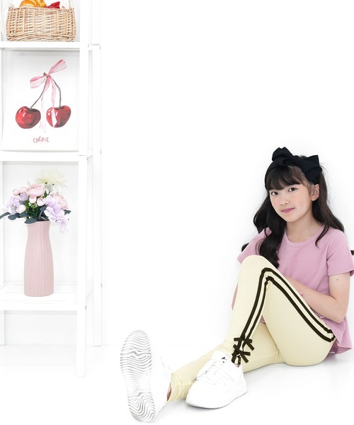Bee des Bee（ビーデスビー）の「ラインリボンレギンス（レギンス/スパッツ・キッズ・ブラック/杢グレー/アイボリー・150cm/140cm/130cm/120cm/110cm/100cm）」の21枚目の写真