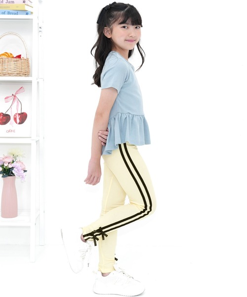 Bee des Bee（ビーデスビー）の「ラインリボンレギンス（レギンス/スパッツ・キッズ・ブラック/杢グレー/アイボリー・150cm/140cm/130cm/120cm/110cm/100cm）」の18枚目の写真