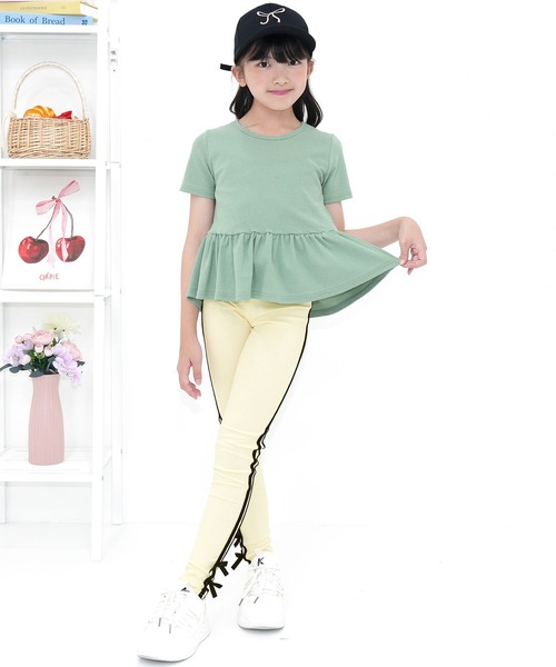 Bee des Bee（ビーデスビー）の「ラインリボンレギンス（レギンス/スパッツ・キッズ・ブラック/杢グレー/アイボリー・150cm/140cm/130cm/120cm/110cm/100cm）」の19枚目の写真