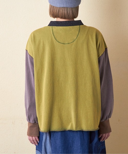 CUBE SUGAR（キューブシュガー）の「21/-OE天竺パウダー加工ヘンリーネックカーディガン（カーディガン/ボレロ・レディース・グレー系その他/グリーン/オレンジ・M）」の19枚目の写真