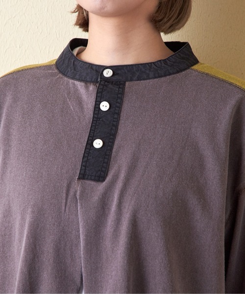 CUBE SUGAR（キューブシュガー）の「21/-OE天竺パウダー加工ヘンリーネックカーディガン（カーディガン/ボレロ・レディース・グレー系その他/グリーン/オレンジ・M）」の20枚目の写真