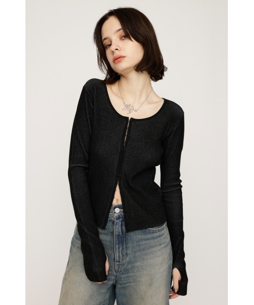 SLY（スライ）の「FRONT HOOK RIB TOPS フロントホック リブ トップス 春服（Tシャツ/カットソー・レディース・ライトベージュ/ブラック/ピンク/杢グレー・FREE）」の6枚目の写真