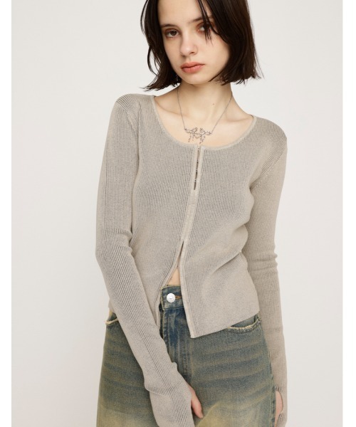 SLY（スライ）の「FRONT HOOK RIB TOPS フロントホック リブ トップス 春服（Tシャツ/カットソー・レディース・ライトベージュ/ブラック/ピンク/杢グレー・FREE）」の20枚目の写真