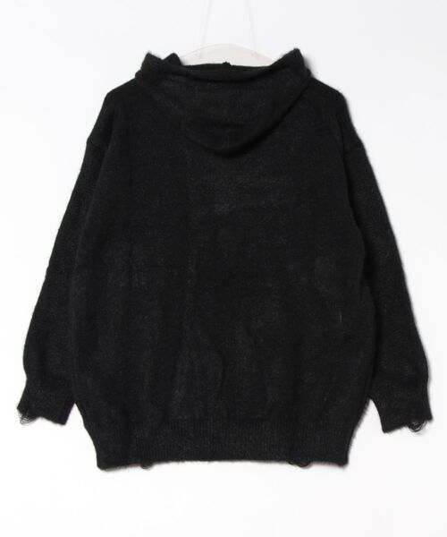 MASHIRO(マシロ)の「【MASHIRO】ダメージ加工ニットロゴジップルーズパーカー/グランジ Y2K(MA/EK92)(パーカー・レディース・グレー/ブラック・FREE)」の5枚目の写真