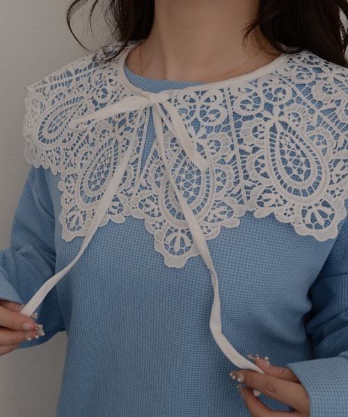 resonance】フラワー刺繍 レトロデザイン レース つけ襟【マルチウェイ