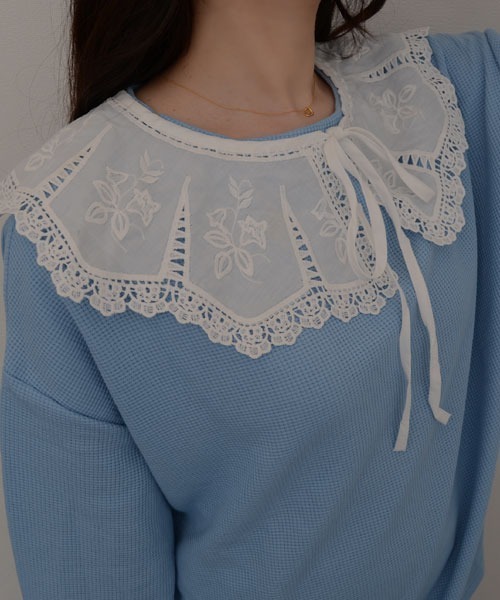 フラワー刺繍 つけ襟 ビジュー レース anown アノン の 総レース デザイン 付け襟 レース つけ襟 刺繍 フォーマル オケージョン 重ね着風 重ね付け 襟 シャツ ブラウス 付け襟