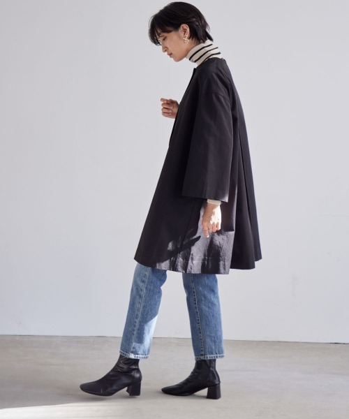 Callarus(カラルス)の「洗えるデザインノーカラーコート〔Callarus〕(ノーカラーコート・レディース・ベージュ/ブラック・LL/L/3L/M/S)」の8枚目の写真
