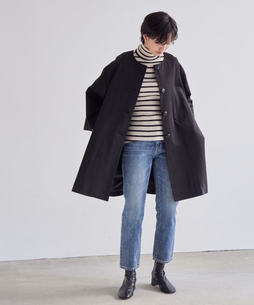 Callarus(カラルス)の「洗えるデザインノーカラーコート〔Callarus〕(ノーカラーコート・レディース・ベージュ/ブラック・LL/L/3L/M/S)」の10枚目の写真