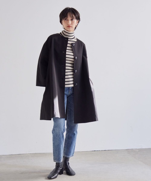 Callarus(カラルス)の「洗えるデザインノーカラーコート〔Callarus〕(ノーカラーコート・レディース・ベージュ/ブラック・LL/L/3L/M/S)」の11枚目の写真