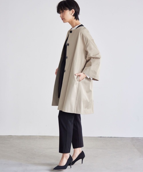 Callarus(カラルス)の「洗えるデザインノーカラーコート〔Callarus〕(ノーカラーコート・レディース・ベージュ/ブラック・LL/L/3L/M/S)」の18枚目の写真