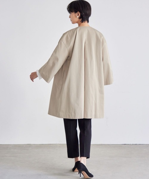 Callarus(カラルス)の「洗えるデザインノーカラーコート〔Callarus〕(ノーカラーコート・レディース・ベージュ/ブラック・LL/L/3L/M/S)」の19枚目の写真
