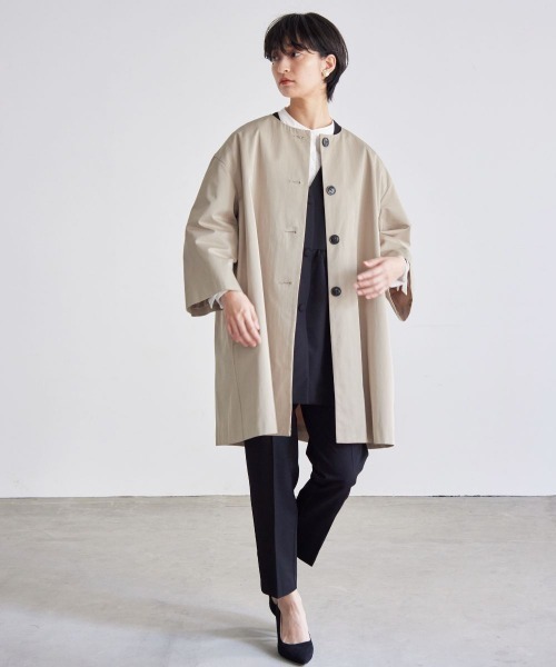 Callarus(カラルス)の「洗えるデザインノーカラーコート〔Callarus〕(ノーカラーコート・レディース・ベージュ/ブラック・LL/L/3L/M/S)」の20枚目の写真