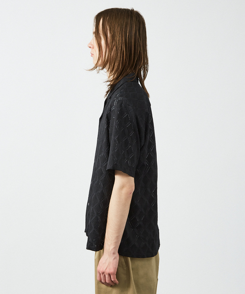 AH ABAHOUSE（エーエイチアバハウス）の「【AH ABAHOUSE】ダイヤ柄 シアーストレッチ 半袖シャツ（シャツ/ブラウス・メンズ・ブラック/セージグリーン/ダークグリーン/オフホワイト・46/48）」の16枚目の写真