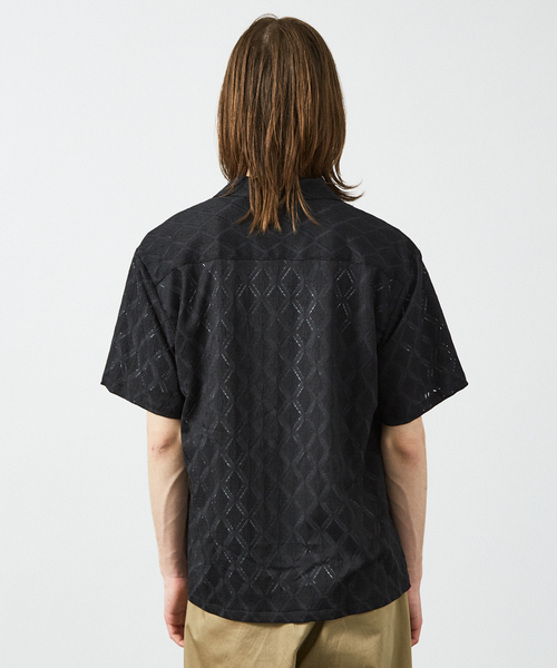 AH ABAHOUSE（エーエイチアバハウス）の「【AH ABAHOUSE】ダイヤ柄 シアーストレッチ 半袖シャツ（シャツ/ブラウス・メンズ・ブラック/セージグリーン/ダークグリーン/オフホワイト・46/48）」の15枚目の写真