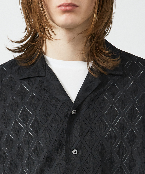 AH ABAHOUSE（エーエイチアバハウス）の「【AH ABAHOUSE】ダイヤ柄 シアーストレッチ 半袖シャツ（シャツ/ブラウス・メンズ・ブラック/セージグリーン/ダークグリーン/オフホワイト・46/48）」の14枚目の写真