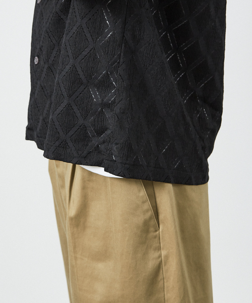 AH ABAHOUSE（エーエイチアバハウス）の「【AH ABAHOUSE】ダイヤ柄 シアーストレッチ 半袖シャツ（シャツ/ブラウス・メンズ・ブラック/セージグリーン/ダークグリーン/オフホワイト・46/48）」の11枚目の写真