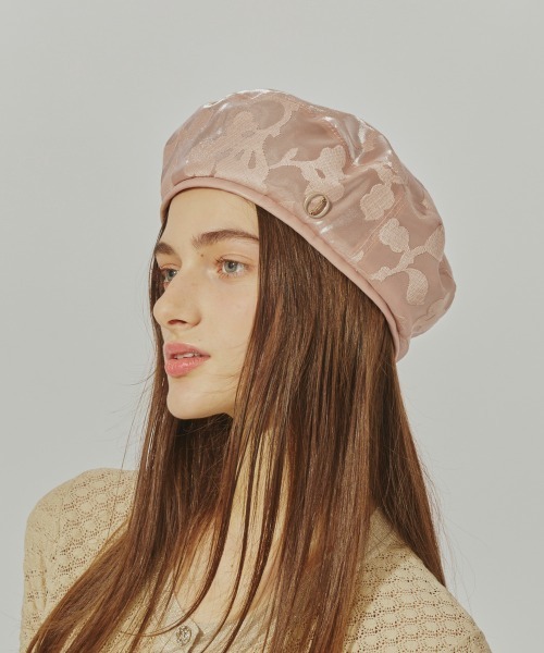 Chapeau d' O(シャポードオー)の「Chapeau d' O EMB Sheer Beret / シャポードオー(ハンチング/ベレー帽・レディース・ブラック/ホワイト/ピンク・M/57.5cm)」の16枚目の写真