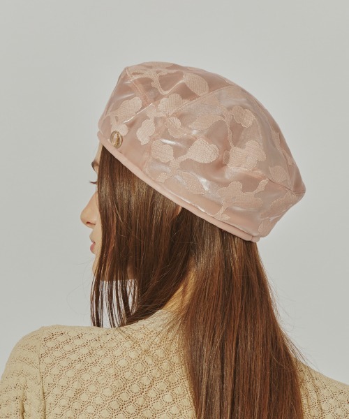 Chapeau d' O(シャポードオー)の「Chapeau d' O EMB Sheer Beret / シャポードオー(ハンチング/ベレー帽・レディース・ブラック/ホワイト/ピンク・M/57.5cm)」の17枚目の写真