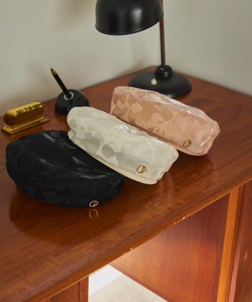 Chapeau d' O(シャポードオー)の「Chapeau d' O EMB Sheer Beret / シャポードオー(ハンチング/ベレー帽・レディース・ブラック/ホワイト/ピンク・M/57.5cm)」の21枚目の写真