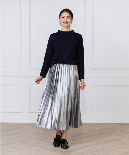 INED(イネド)の「【洗えるウール100%ニット】上品こなれモックネックニット(ニット/セーター・レディース・グレイッシュベージュ/オフホワイト/ベージュ/ネイビー・9号/11号)」の13枚目の写真