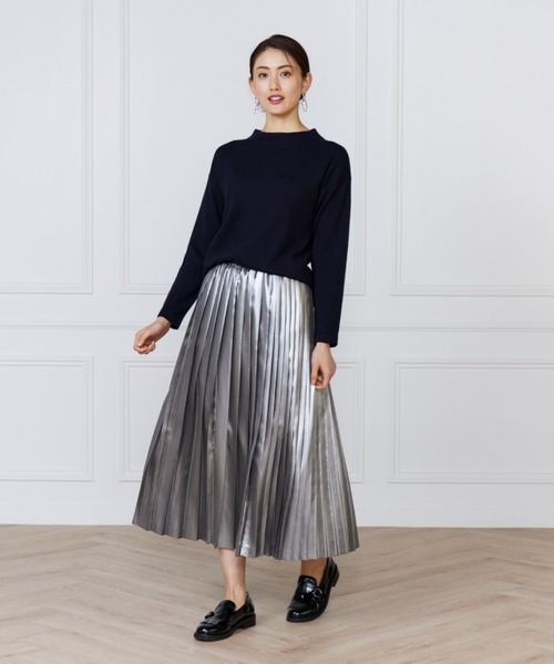 INED(イネド)の「【洗えるウール100%ニット】上品こなれモックネックニット(ニット/セーター・レディース・グレイッシュベージュ/オフホワイト/ベージュ/ネイビー・9号/11号)」の14枚目の写真