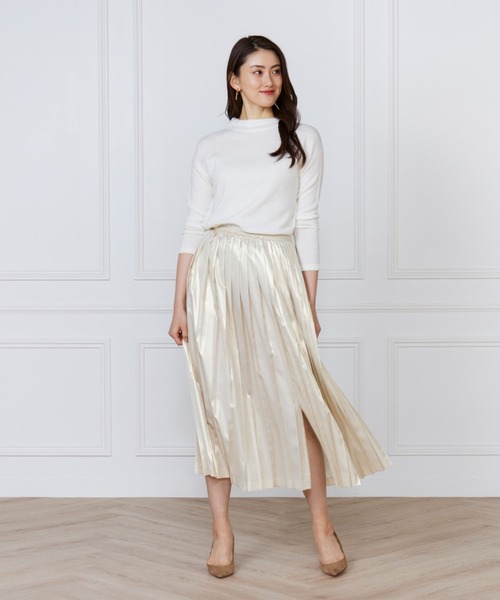 INED(イネド)の「【洗えるウール100%ニット】上品こなれモックネックニット(ニット/セーター・レディース・グレイッシュベージュ/オフホワイト/ベージュ/ネイビー・9号/11号)」の17枚目の写真