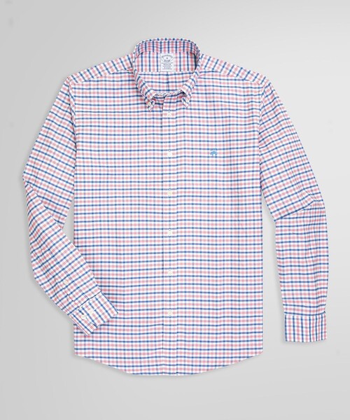 BROOKS BROTHERS（ブルックスブラザーズ）の「ストレッチオックスフォード GFロゴ チェック カジュアルシャツ Regular Fit（シャツ/ブラウス・メンズ・ネイビー/ブルー系その他/ピンク系その他/ホワイト×ネイビー/ブルー系その他2/ブルー系その他3/パープル系その他/グリーン系その他/ピンク・SMALL/MEDIUM/X-LARGE/X-SMALL/LARGE）」の9枚目の写真