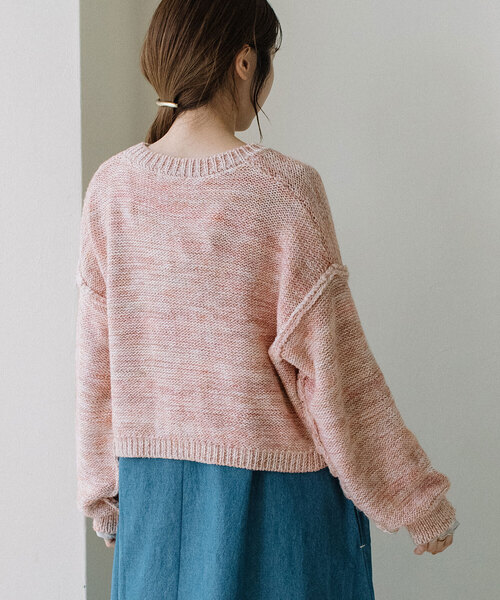 POU DOU DOU(プードゥドゥ)の「カスリニットカーディガン(カーディガン/ボレロ・レディース・グリーン/ブルー/ピンク・M)」の6枚目の写真