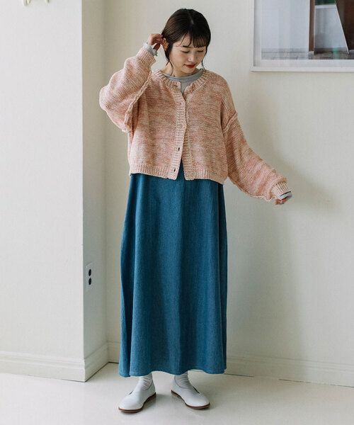 POU DOU DOU(プードゥドゥ)の「カスリニットカーディガン(カーディガン/ボレロ・レディース・グリーン/ブルー/ピンク・M)」の7枚目の写真