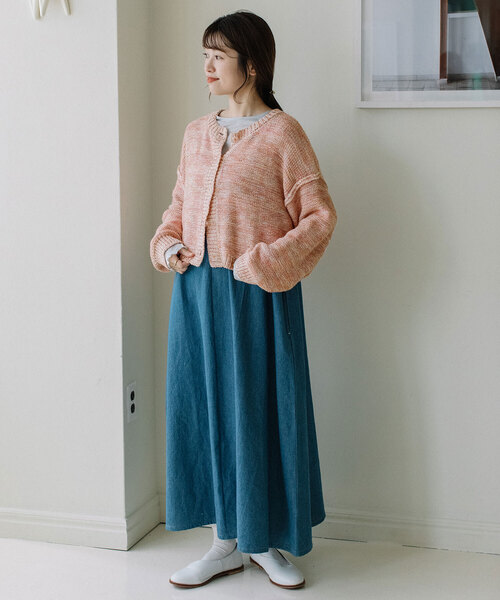 POU DOU DOU(プードゥドゥ)の「カスリニットカーディガン(カーディガン/ボレロ・レディース・グリーン/ブルー/ピンク・M)」の8枚目の写真