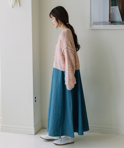 POU DOU DOU(プードゥドゥ)の「カスリニットカーディガン(カーディガン/ボレロ・レディース・グリーン/ブルー/ピンク・M)」の9枚目の写真