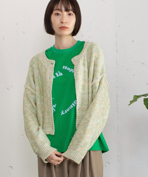 POU DOU DOU(プードゥドゥ)の「カスリニットカーディガン(カーディガン/ボレロ・レディース・グリーン/ブルー/ピンク・M)」の11枚目の写真