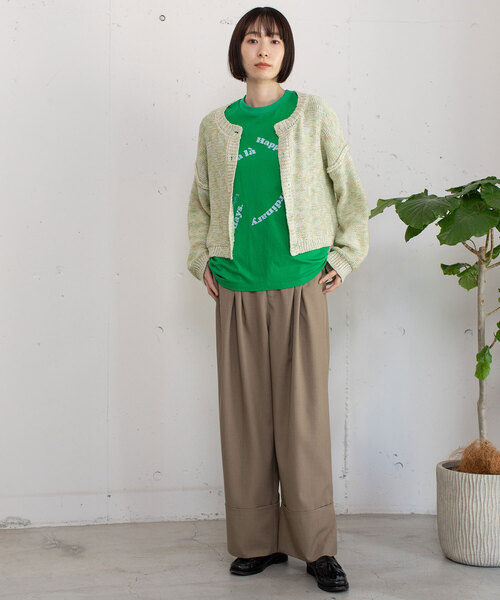 POU DOU DOU(プードゥドゥ)の「カスリニットカーディガン(カーディガン/ボレロ・レディース・グリーン/ブルー/ピンク・M)」の15枚目の写真