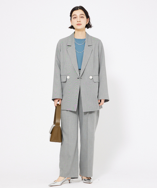 qualite（カリテ）の「シャークスキンストレートパンツ（スラックス・レディース・グレー/ピンクベージュ・38/36）」の14枚目の写真