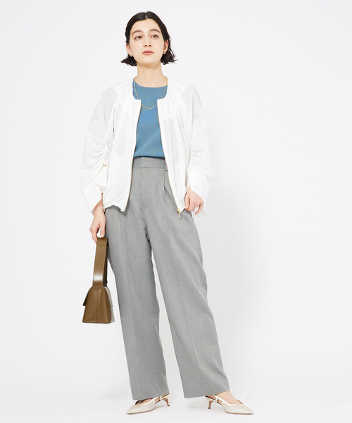 qualite（カリテ）の「シャークスキンストレートパンツ（スラックス・レディース・グレー/ピンクベージュ・38/36）」の15枚目の写真